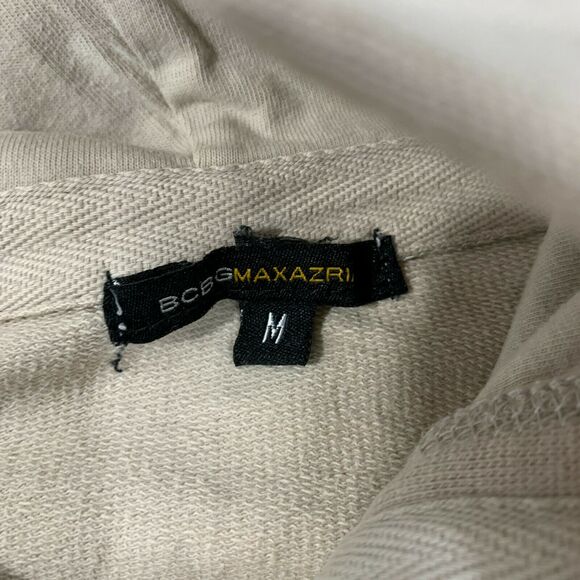 BCBGMaxazria Hoodie Women's Size M Beige Big Snap Buttons Distressed Sweater - Picture 8 of 13